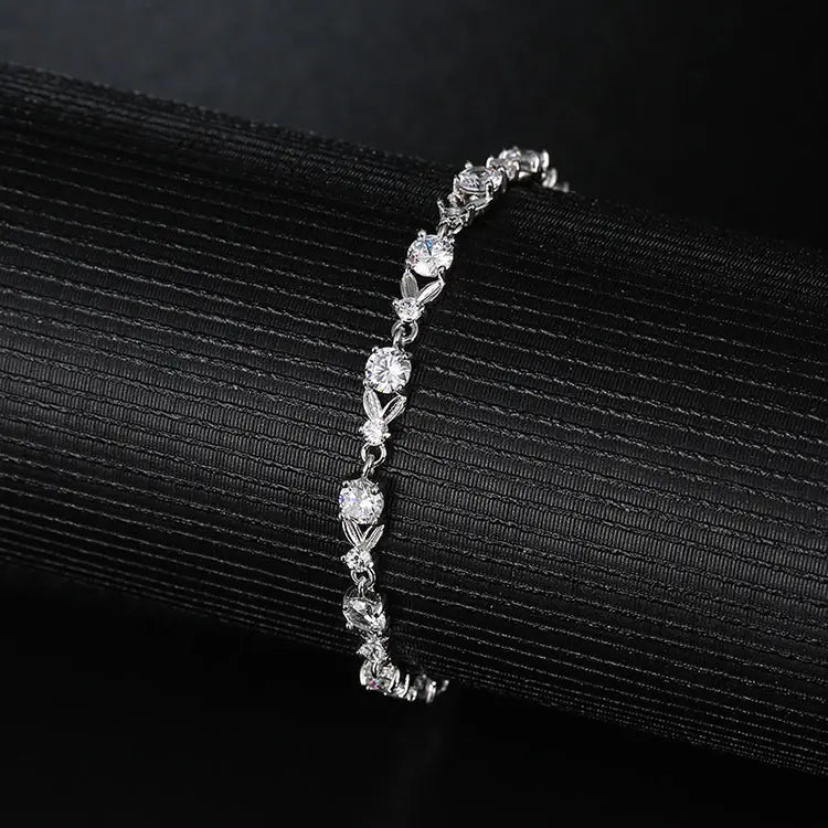 Bracelet Austrian Crystal Zircon Mori Sweet Stainless Steel Gold-Plated