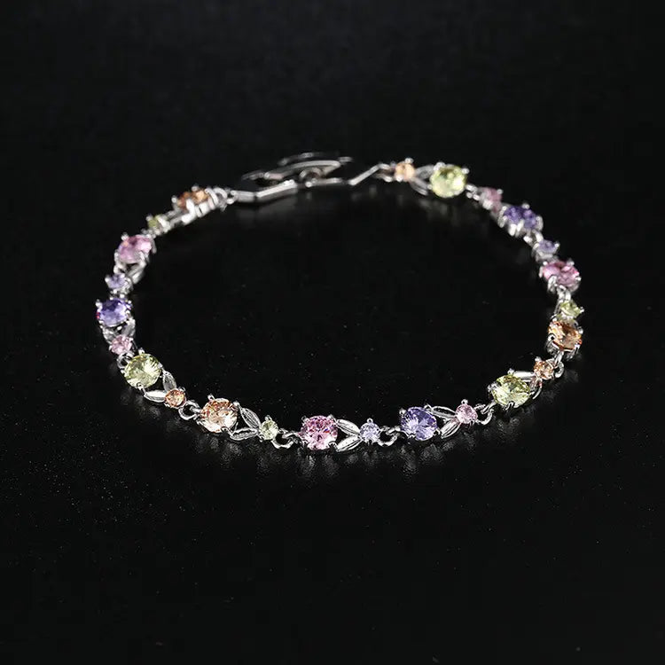 Bracelet Austrian Crystal Zircon Mori Sweet Stainless Steel Gold-Plated