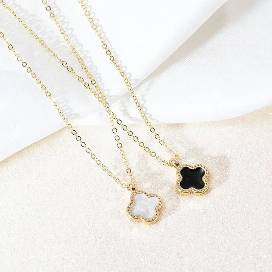 Women's Four-Leaf Clover Stainless Steel Necklace Luxury Small Aroma Style Light Tempered Fashion Jewelry Accessory Collarbone