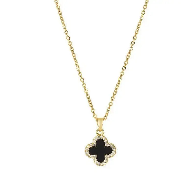 Women's Four-Leaf Clover Stainless Steel Necklace Luxury Small Aroma Style Light Tempered Fashion Jewelry Accessory Collarbone