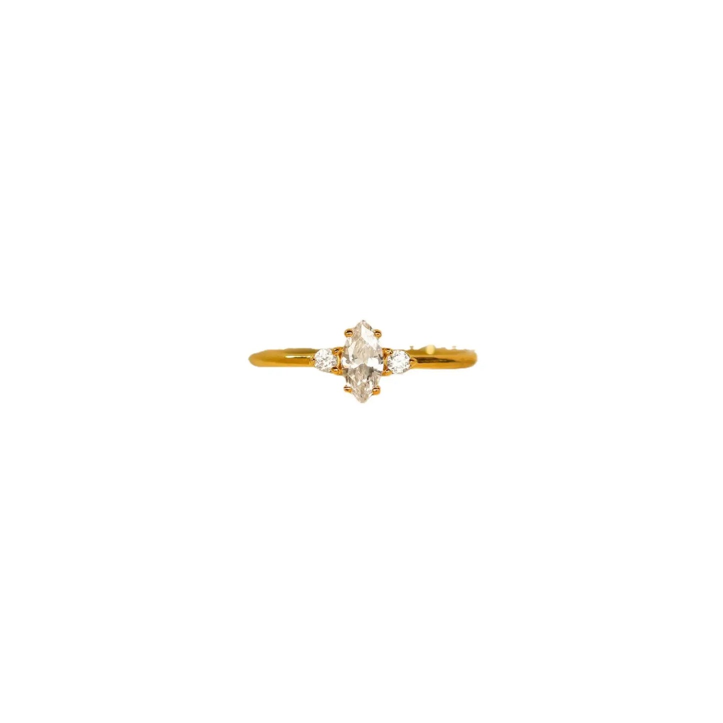 Birthstone Ring Unisex Oven Vacuum Plated 18K Genuine Gold Trendy Crown Pattern Waterproof Stainless Steel Party Gift